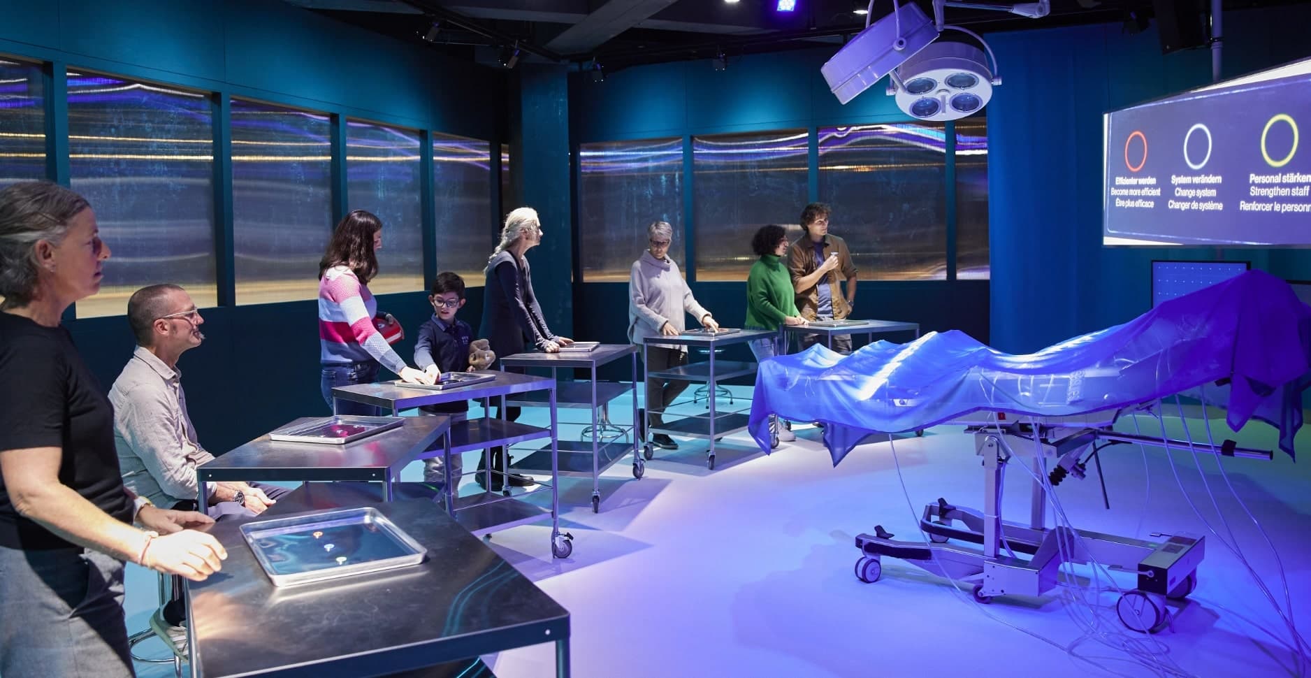 Interactive room discussing mental health and AI in diagnosis.