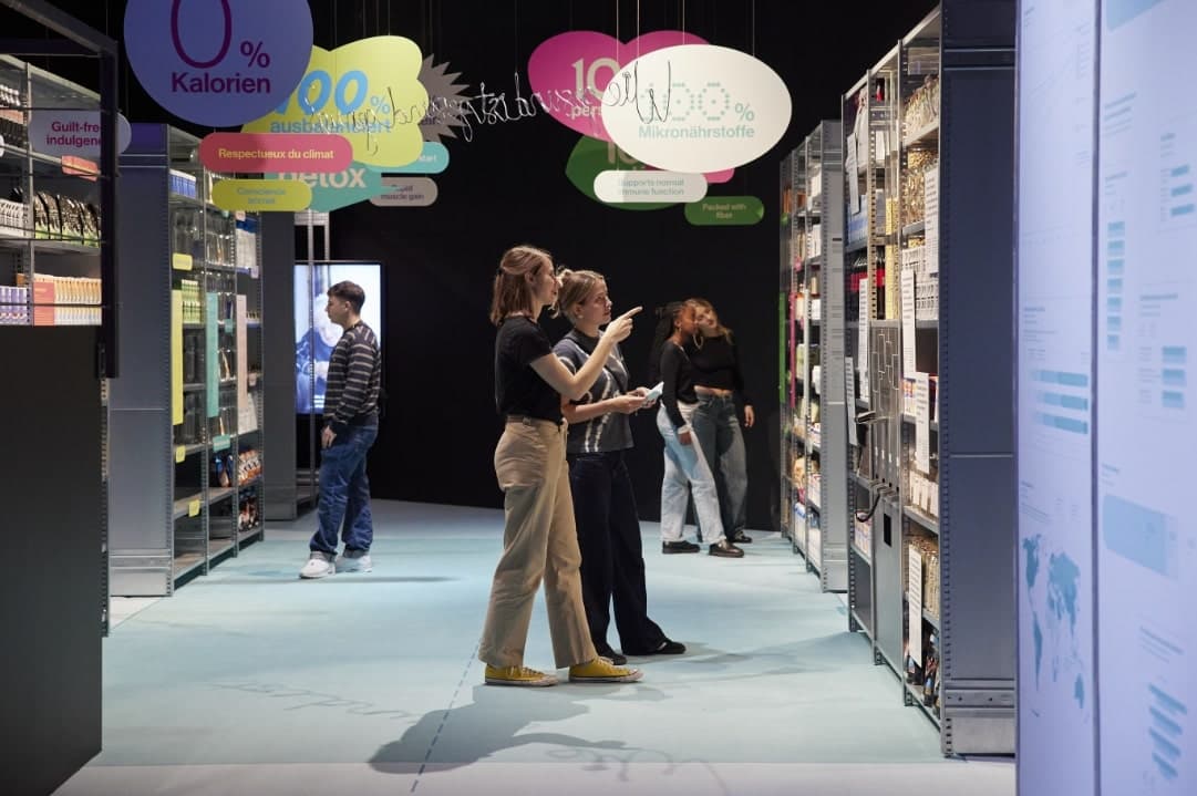 Exhibition area featuring food and nutritional information.