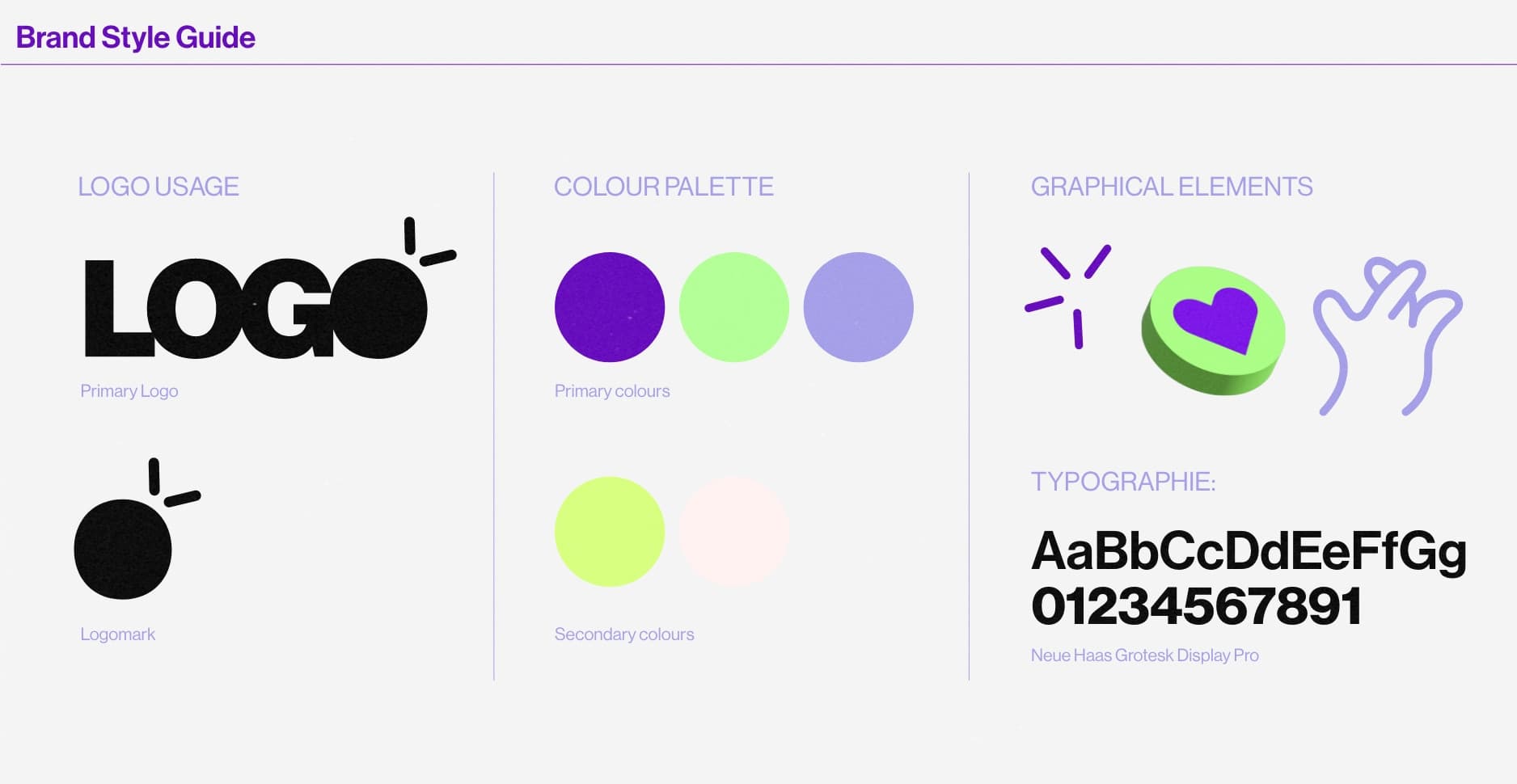 image showcasing a comprehensive brand style guide, including logo usage, colour palette, graphical elements, and typography for non-profit organisations.
