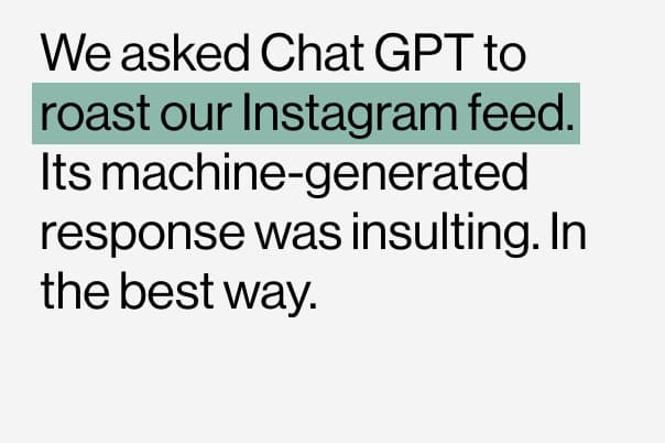 Text hover featuring ChatGPT roasting the Chukster Instagram feed with a lighthearted reaction.