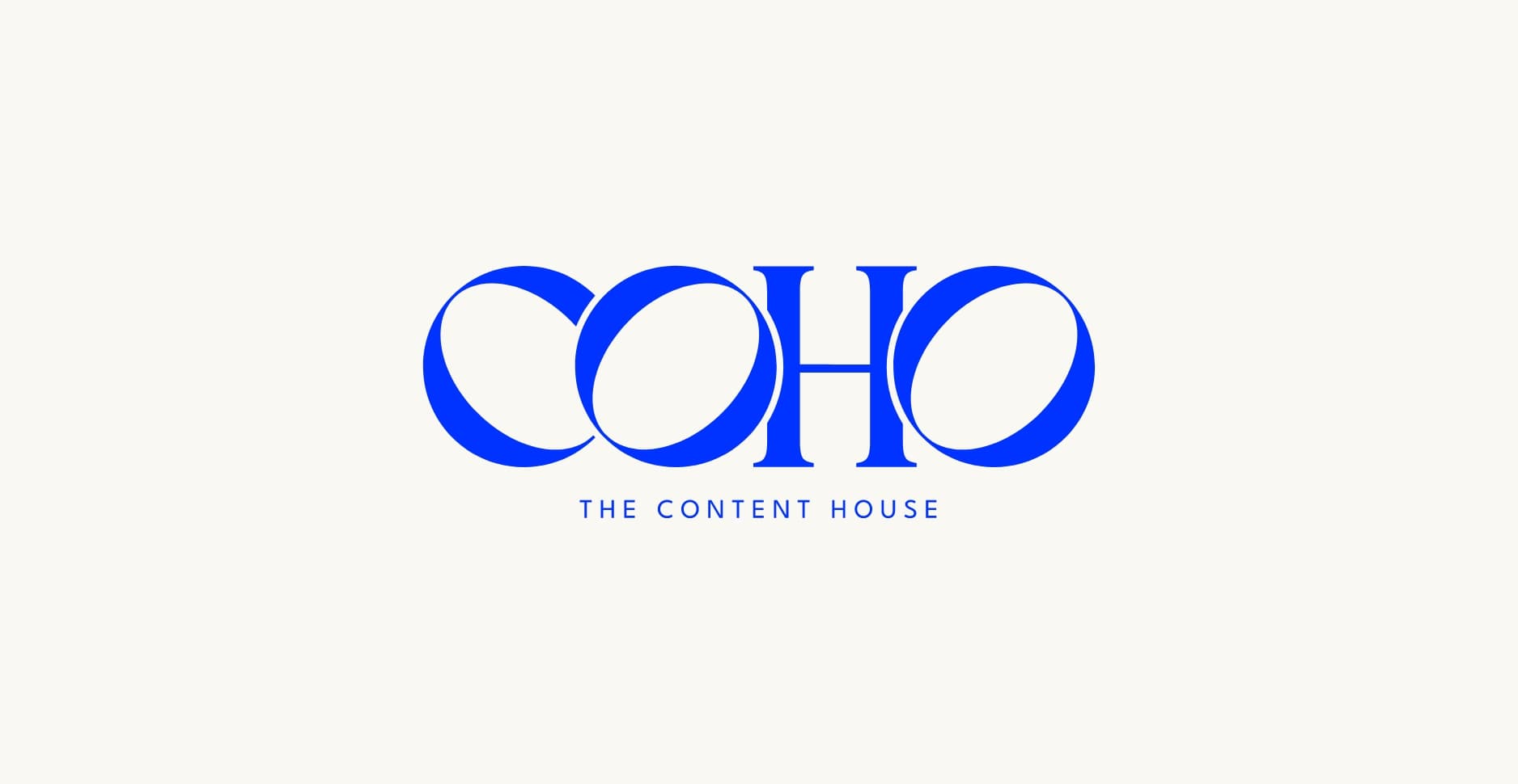 CoHo logo with the tagline "The Content House" in blue on an off-white background, designed by Chukster.