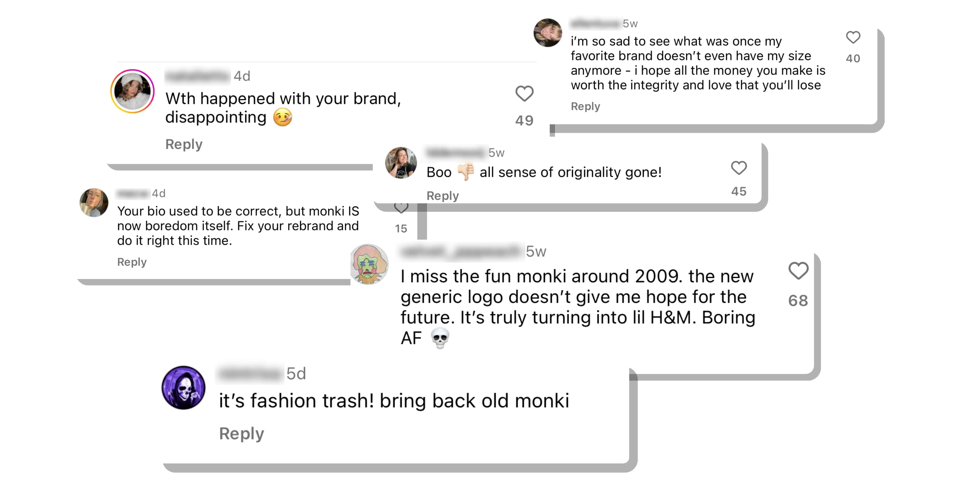 Social media reactions to Monki's 2023 rebrand
