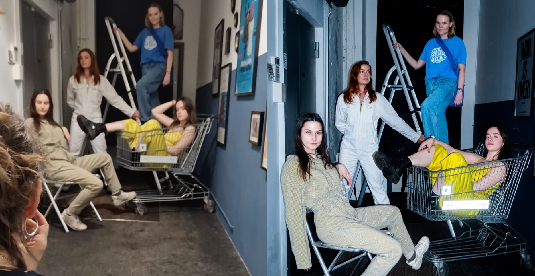 Girls band in the hallway of our industrial coworking space Bernies