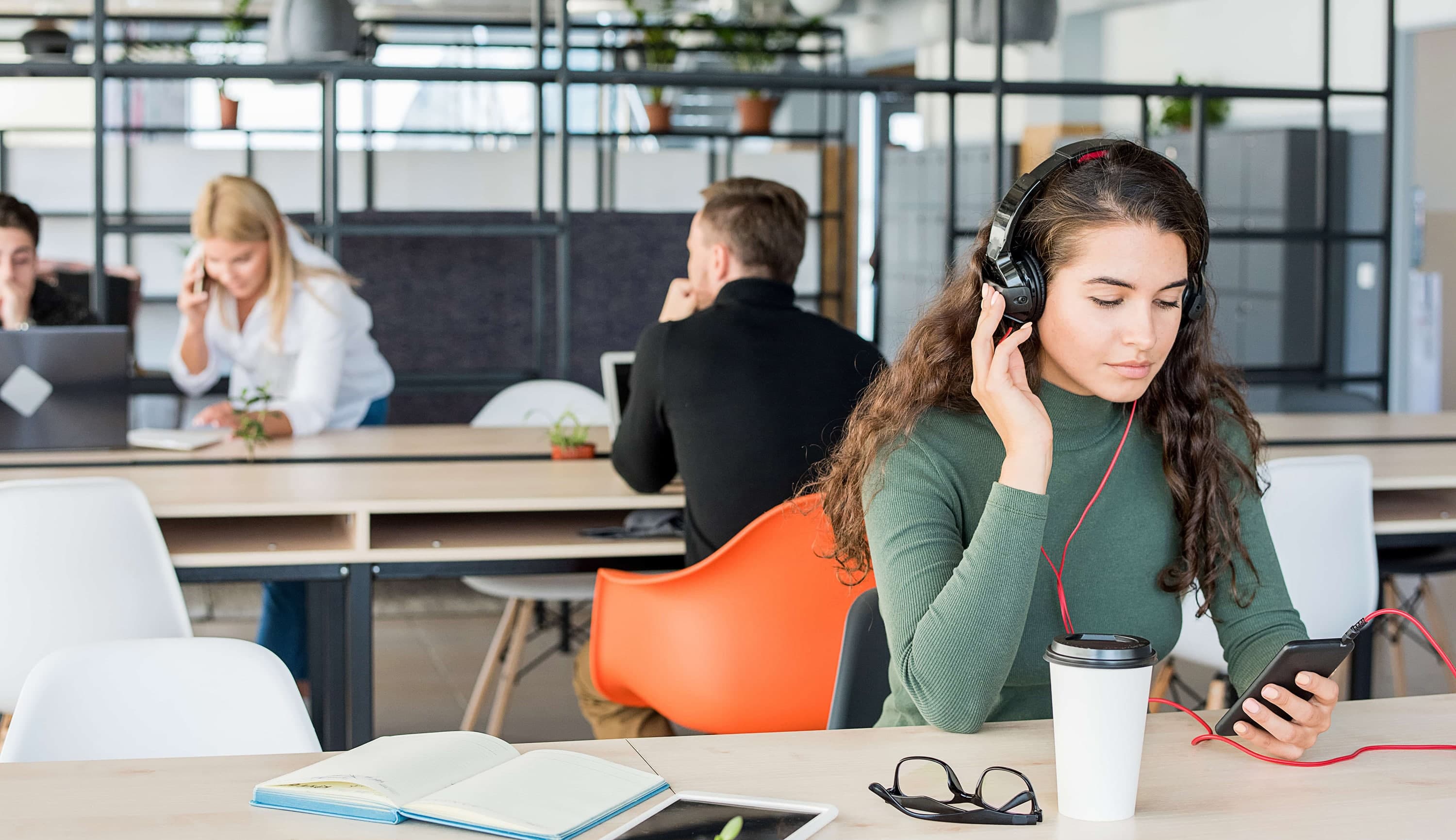 Young woman in coworking space